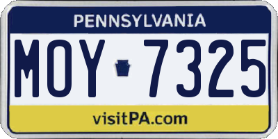 PA license plate MOY7325