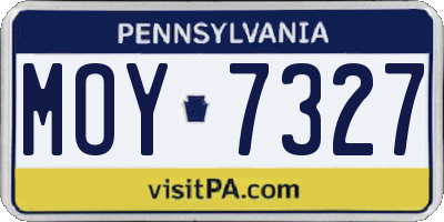 PA license plate MOY7327