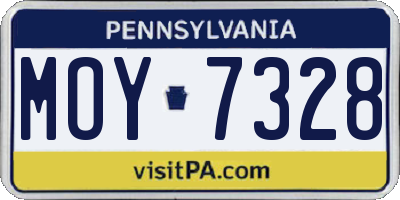 PA license plate MOY7328
