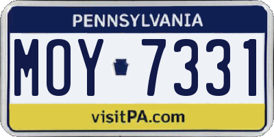 PA license plate MOY7331