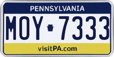 PA license plate MOY7333