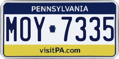 PA license plate MOY7335
