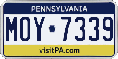 PA license plate MOY7339
