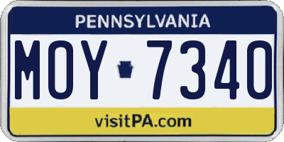 PA license plate MOY7340