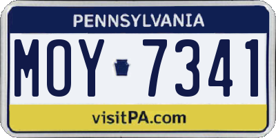 PA license plate MOY7341