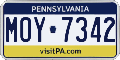 PA license plate MOY7342