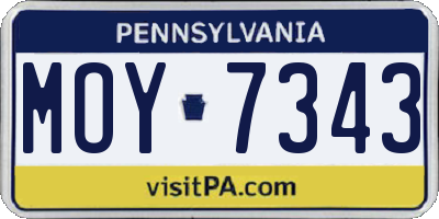 PA license plate MOY7343