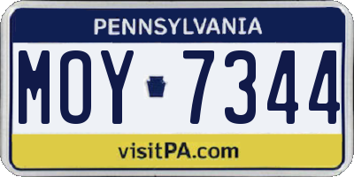 PA license plate MOY7344
