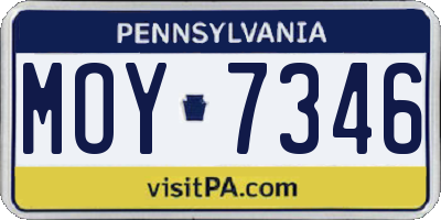 PA license plate MOY7346
