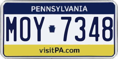 PA license plate MOY7348
