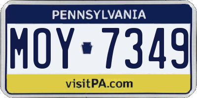 PA license plate MOY7349