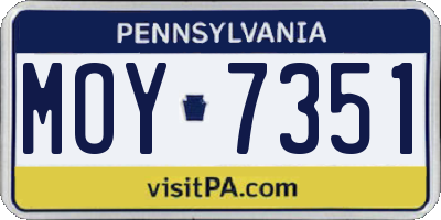PA license plate MOY7351