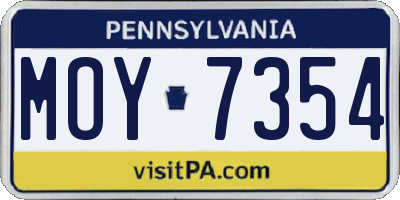 PA license plate MOY7354