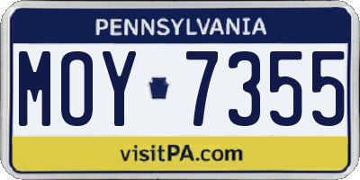 PA license plate MOY7355