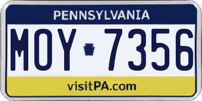 PA license plate MOY7356