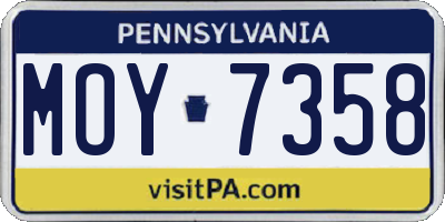 PA license plate MOY7358