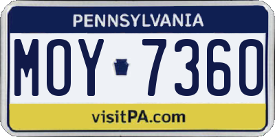 PA license plate MOY7360
