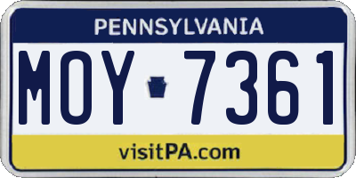 PA license plate MOY7361
