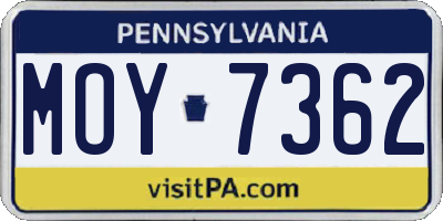 PA license plate MOY7362