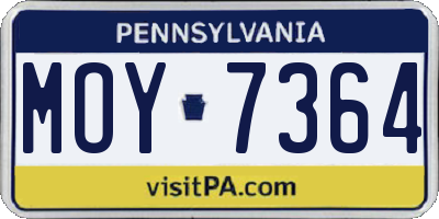 PA license plate MOY7364