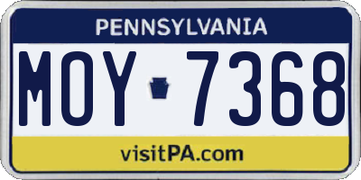 PA license plate MOY7368