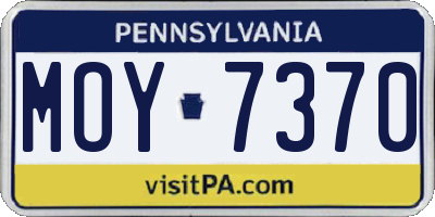 PA license plate MOY7370