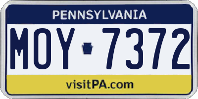 PA license plate MOY7372