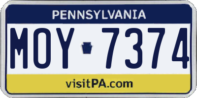 PA license plate MOY7374