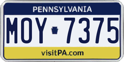 PA license plate MOY7375