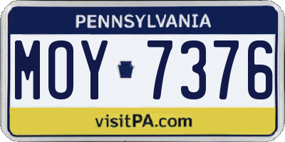 PA license plate MOY7376