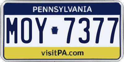 PA license plate MOY7377