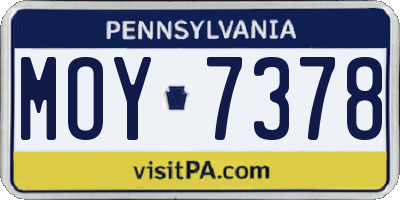 PA license plate MOY7378