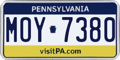 PA license plate MOY7380