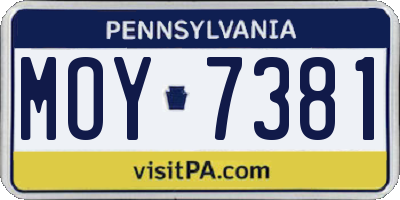 PA license plate MOY7381