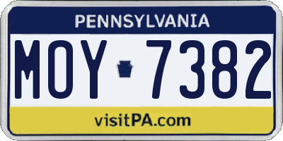PA license plate MOY7382
