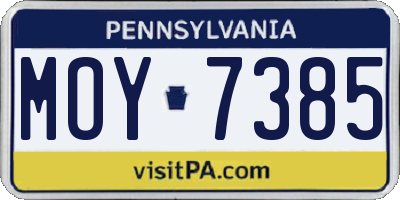 PA license plate MOY7385