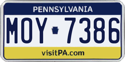 PA license plate MOY7386