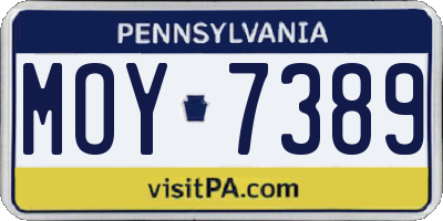 PA license plate MOY7389