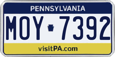 PA license plate MOY7392