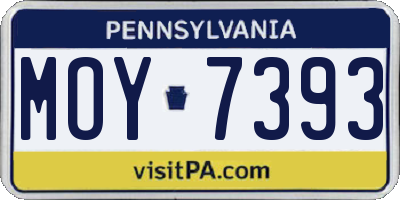 PA license plate MOY7393