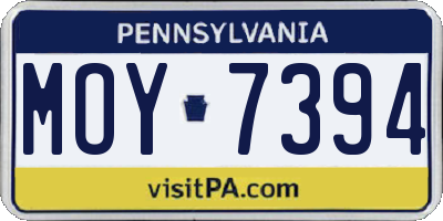PA license plate MOY7394