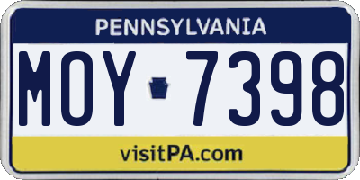 PA license plate MOY7398