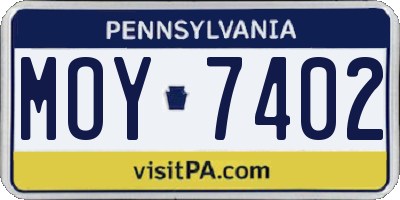 PA license plate MOY7402