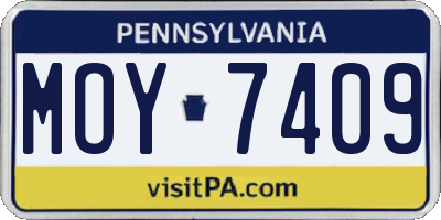 PA license plate MOY7409