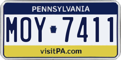 PA license plate MOY7411