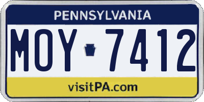 PA license plate MOY7412