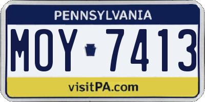 PA license plate MOY7413