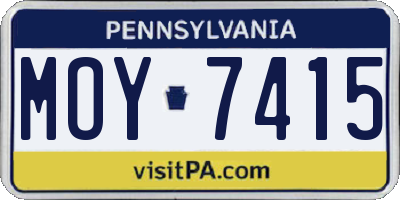 PA license plate MOY7415