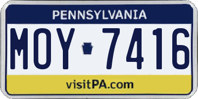 PA license plate MOY7416