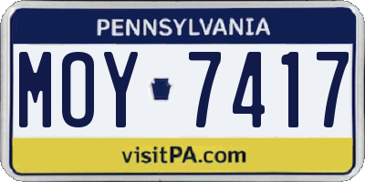 PA license plate MOY7417